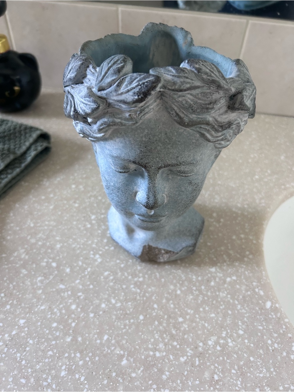 Small Stone Finish Decorative Female Bust Planter